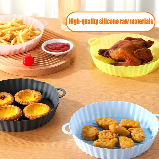 18cm Air Fryers Oven Baking Tray Fried Chicken Basket Mat AirFryer Silicone  Pot Round Replacemen Grill Pan Accessories - AliExpress